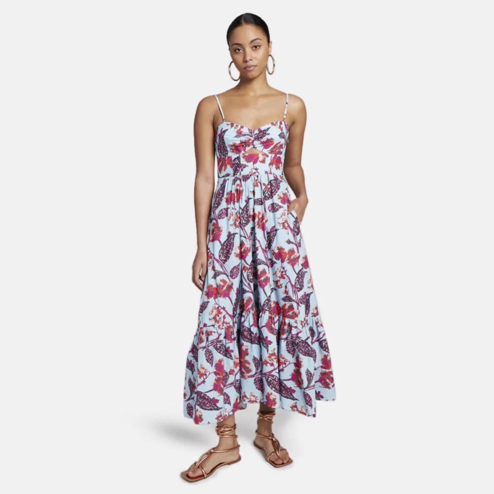 A.L.C. Blue and Red Floral Midi Dress - Picture 12 of 14